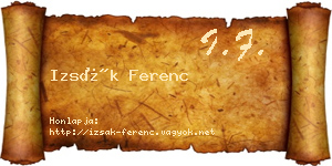 Izsák Ferenc névjegykártya