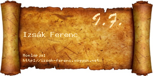 Izsák Ferenc névjegykártya